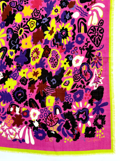 Les Fleurs Pink Wool Scarf