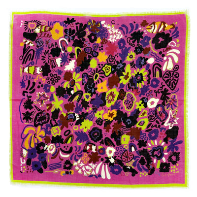 Les Fleurs Pink Wool Scarf