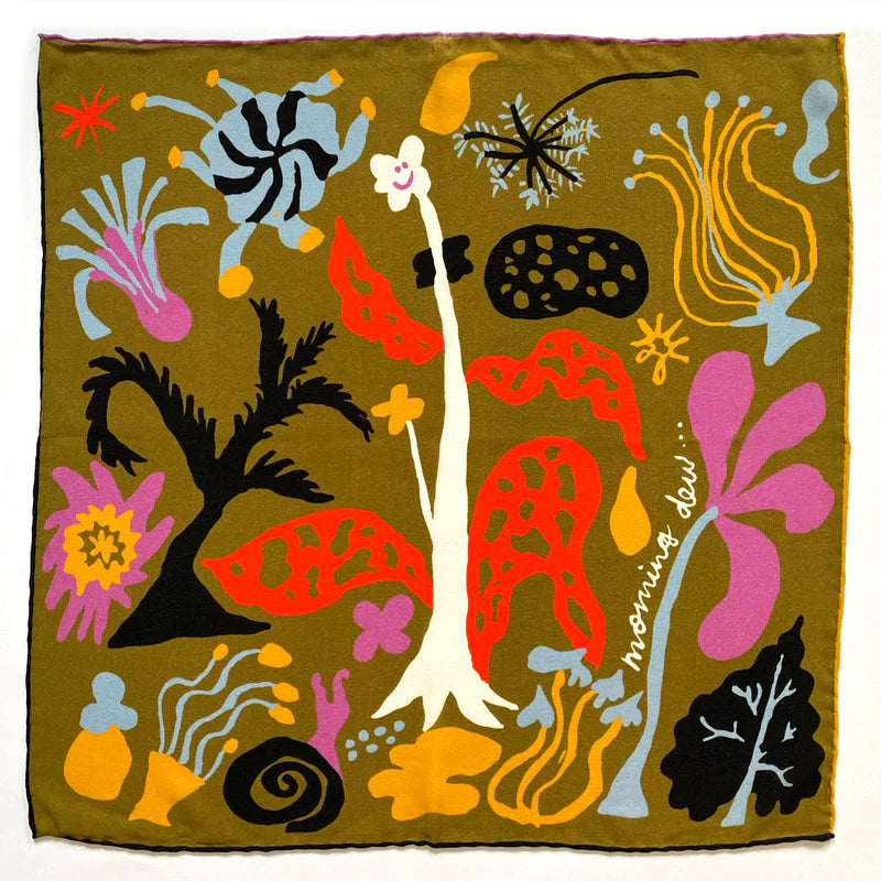 Morning Dew Khaki Silk Bandana