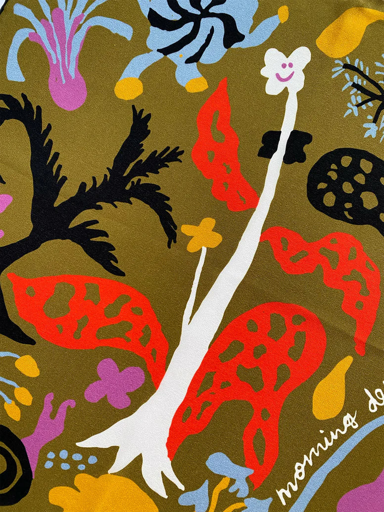 Morning Dew Khaki Silk Bandana