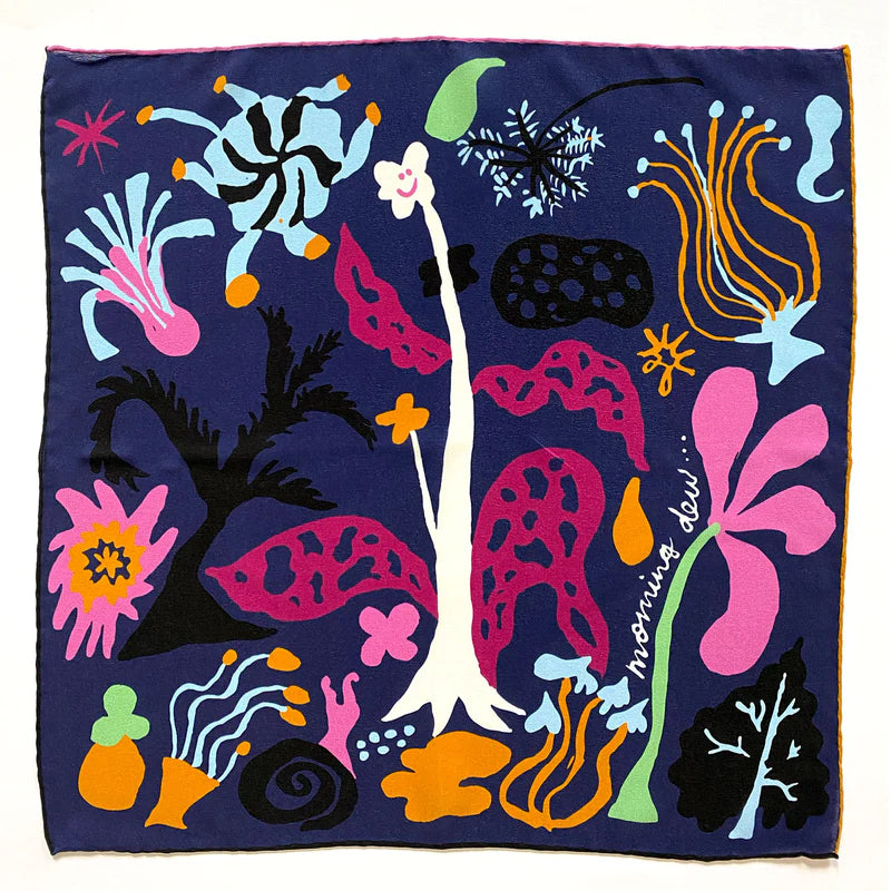 Morning Dew Navy Silk Bandana