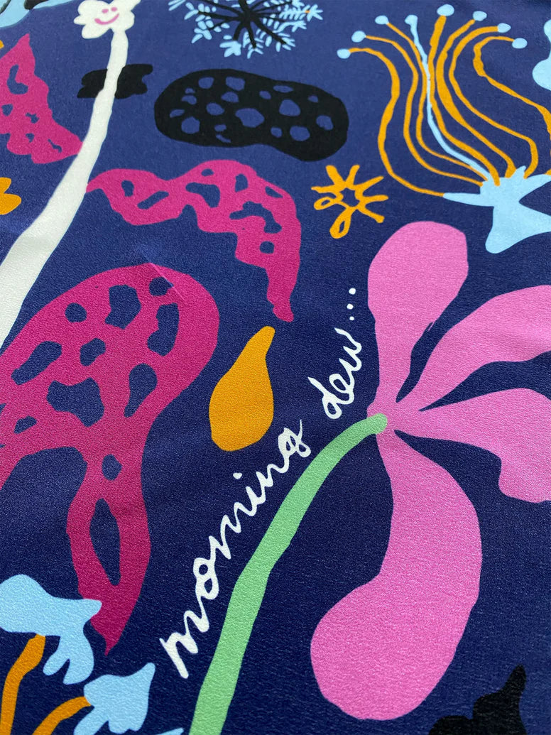 Morning Dew Navy Silk Bandana