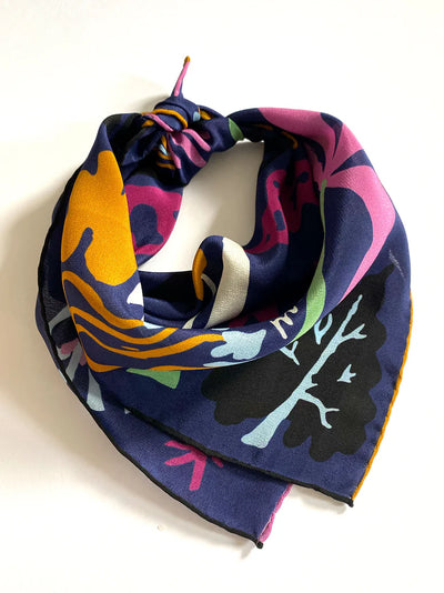 Morning Dew Navy Silk Bandana