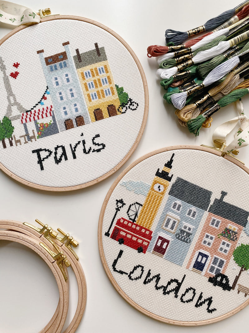 Paris Cross Stitch Hoop Art