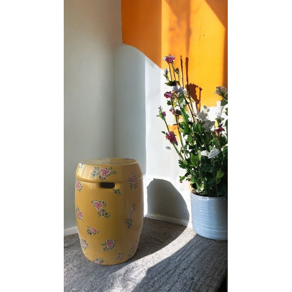 Yellow Flower Patterned Ceramic Coffee Table