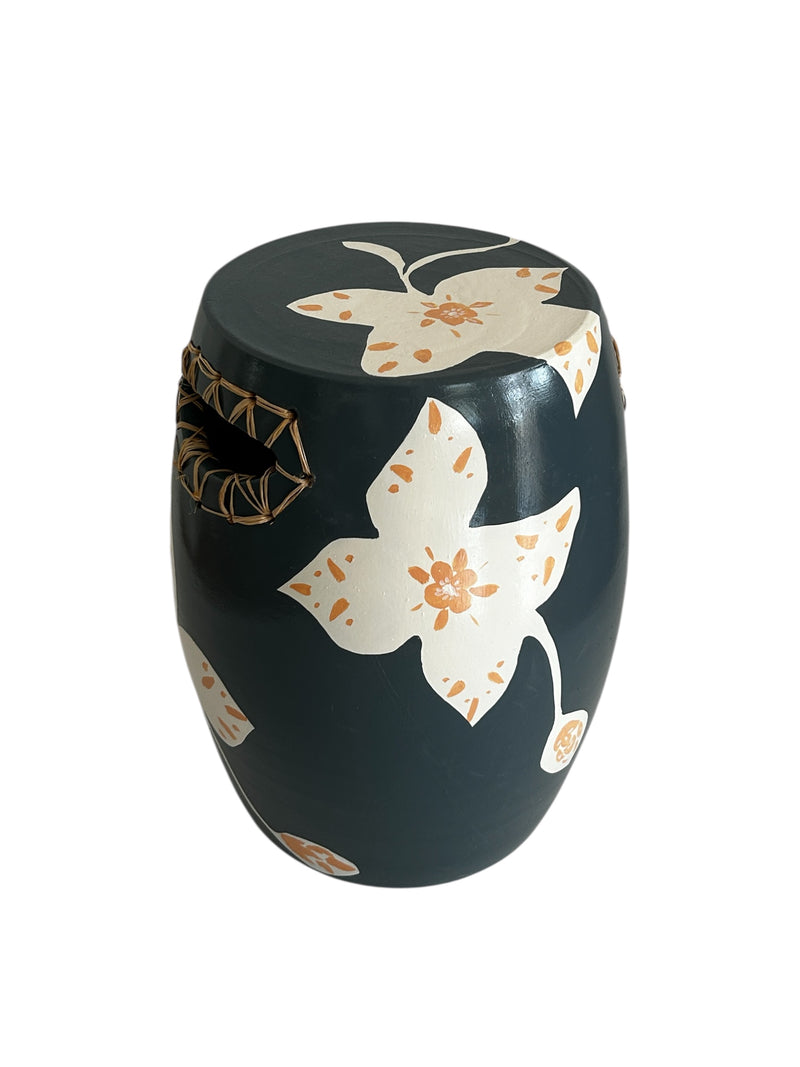 Gray Flower Detail Ceramic Coffee Table