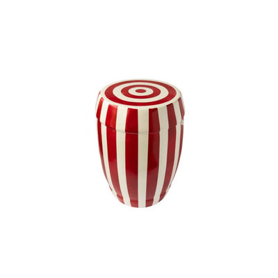 Striped Ceramic Stool with Cover