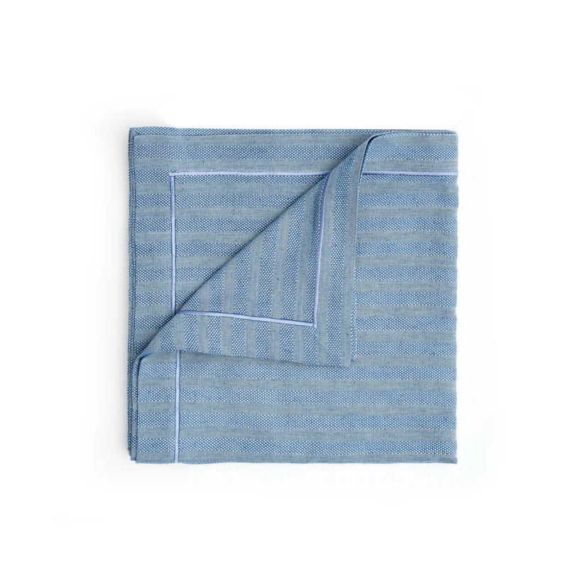 ZINNIA- Striped Blue Tablecloth