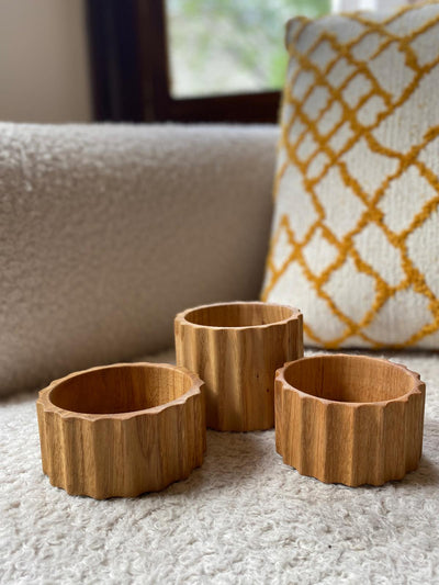 Oak Snack Plate Wood Set Of 3