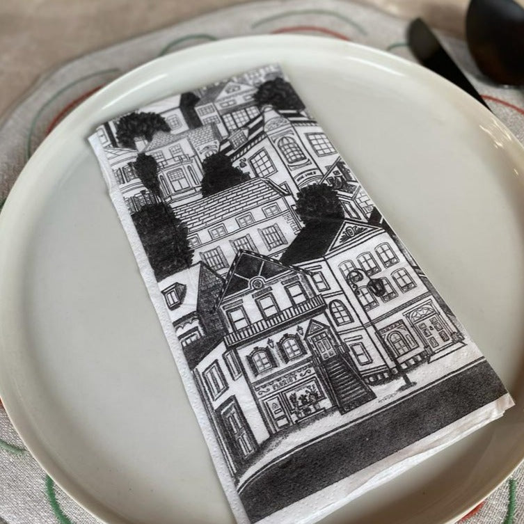 Houses - 40x40 Patterned Napkin