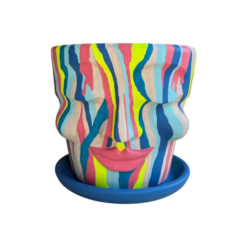 Multi-Colored Zebra-Patterned Head Pot
