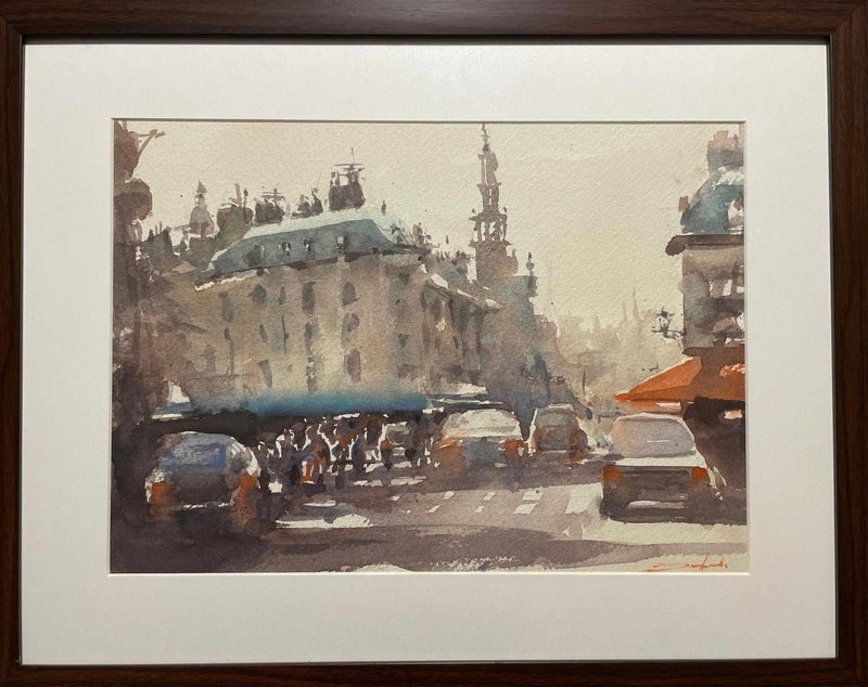 Traffic Watercolor Painting Table