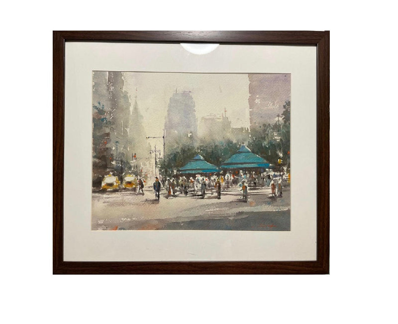 New York Watercolor Painting Table