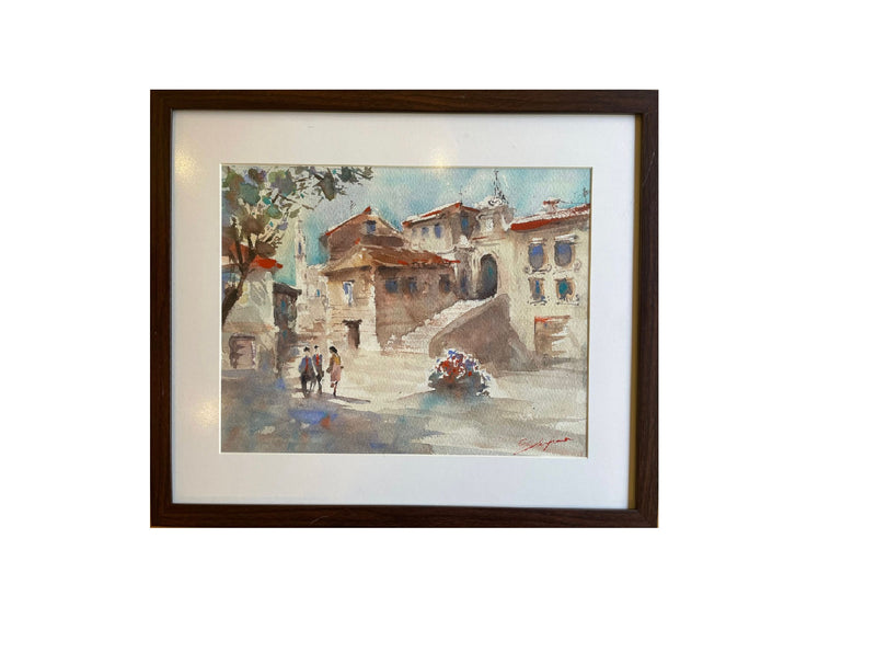 Piazza Watercolor Painting Table