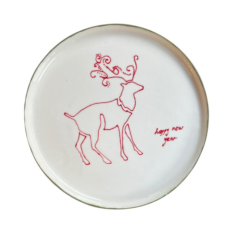 Large Presentation Plate with Deer