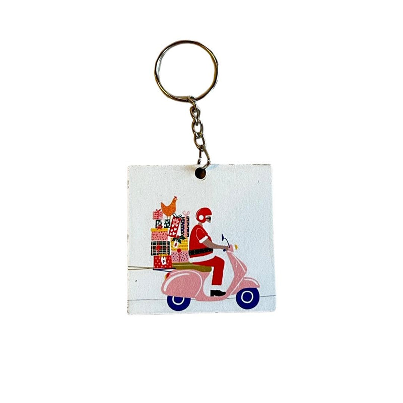 Motorized Gift Delivery Santa Claus Keychain / Tree Ornament