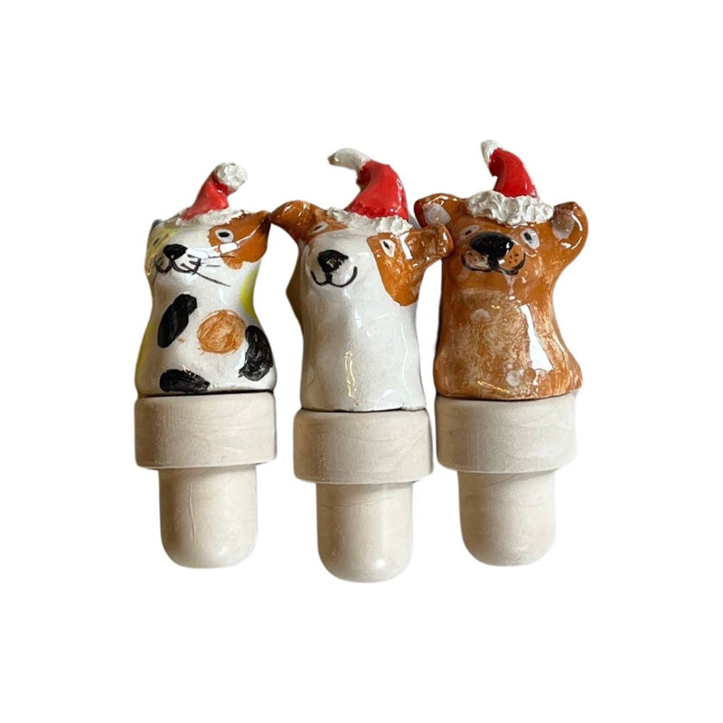 Noel Şapkalı Hayvanlar Şarap/Şişe Tıpası