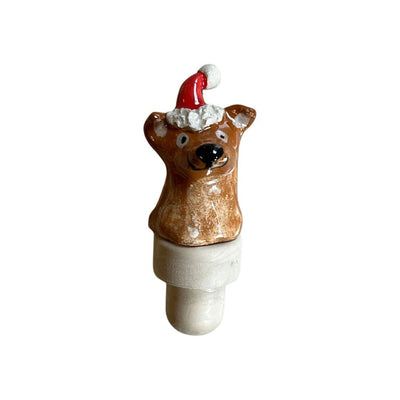 Noel Şapkalı Hayvanlar Şarap/Şişe Tıpası