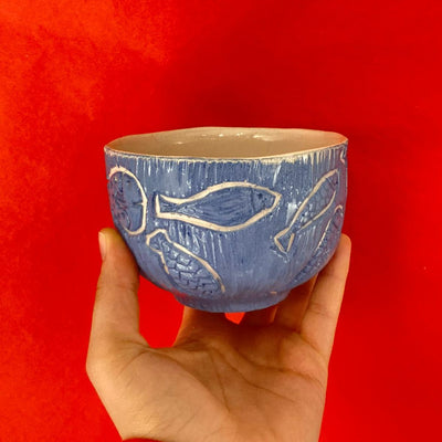 Sgraffito Fish Bowl / Cup