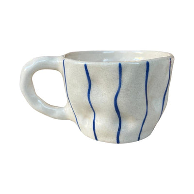 Navy Blue Striped / Heart Inside Mug