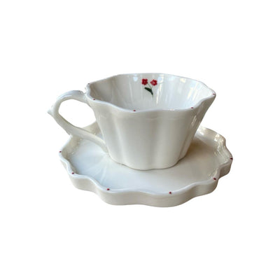 Fine Flower Dotted Clover Coffee Cup Set