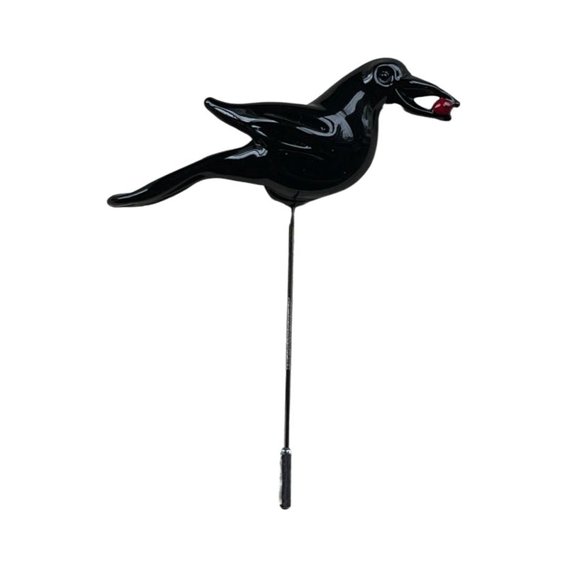 Crow Glass Figure Brooch