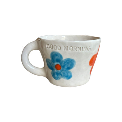 Orange - Blue Flowers Mug