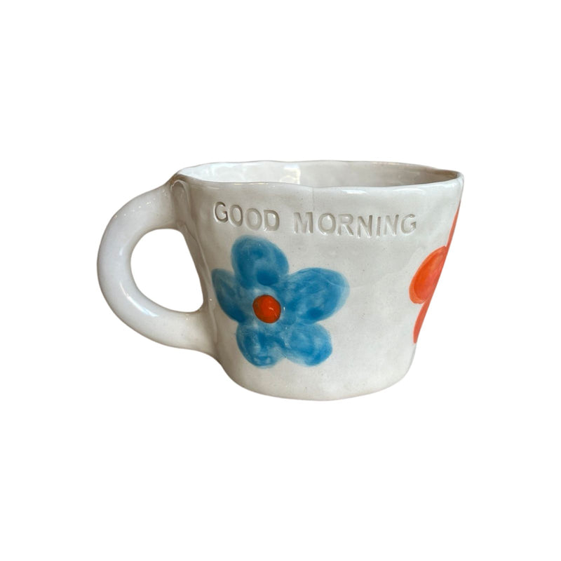 Orange - Blue Flowers Mug