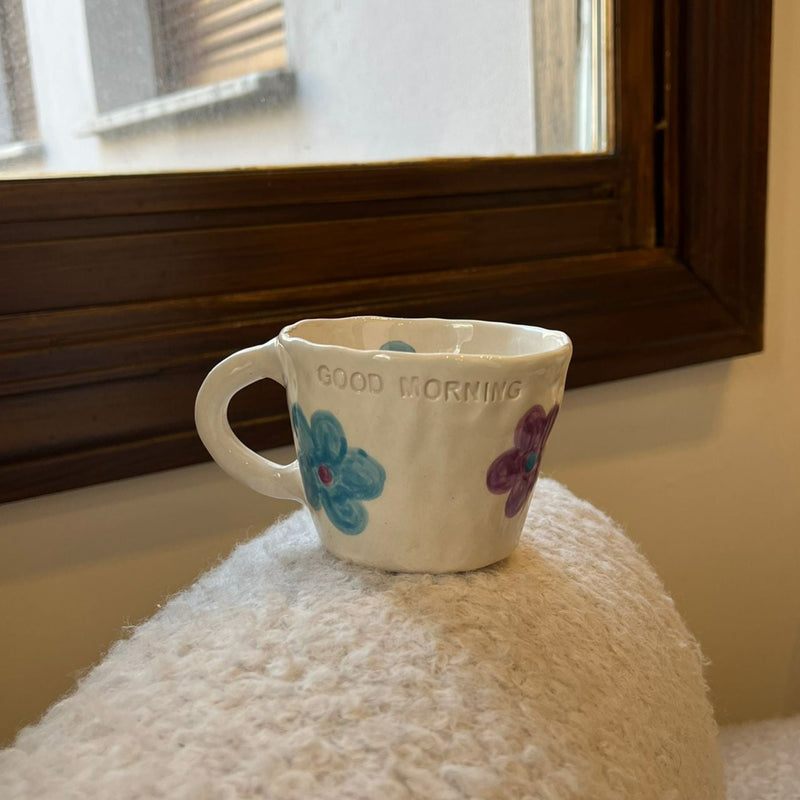 Orange - Blue Flowers Mug