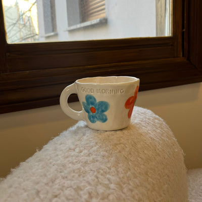 Orange - Blue Flowers Mug