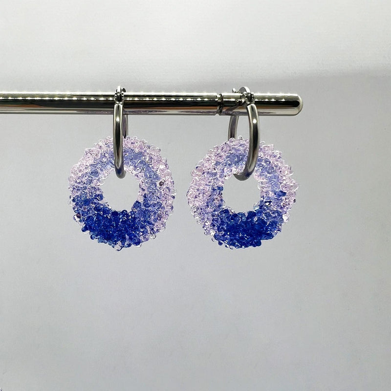 Loop Glass Earring No: 5 Purple - Blue