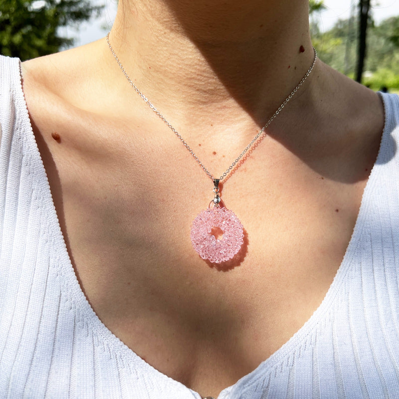 Loop Glass Necklace No: 1 Pink