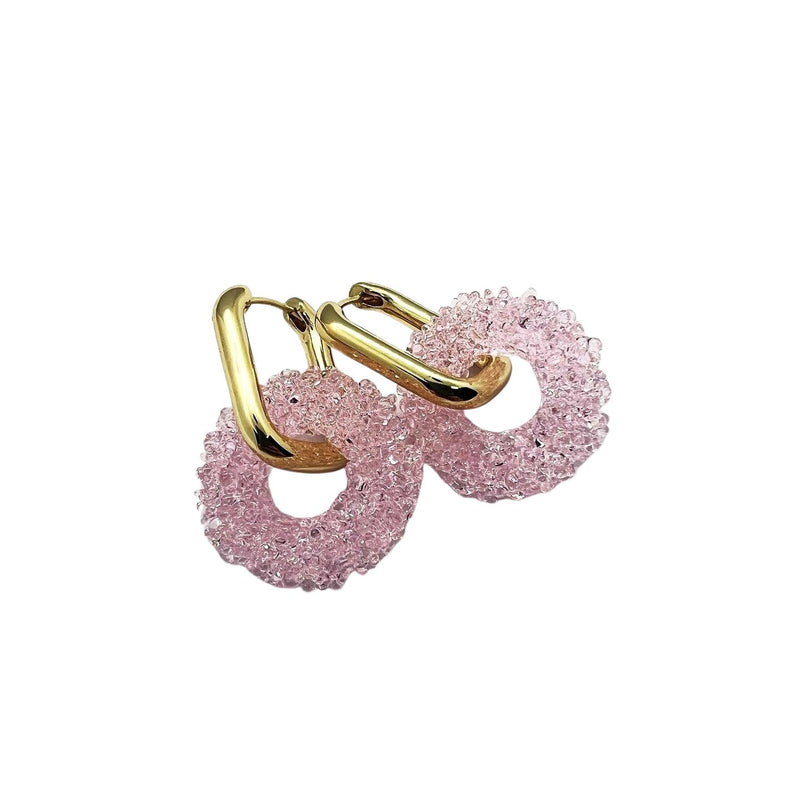 Loop Glass Earring No:1 Pink