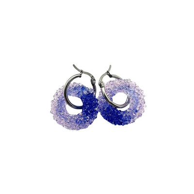 Loop Glass Earring No: 5 Purple - Blue