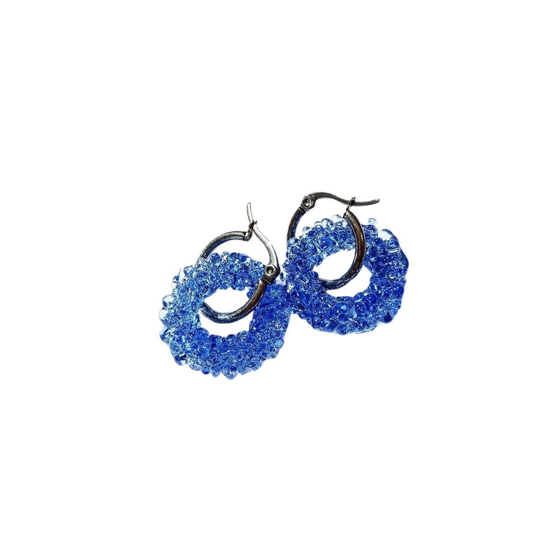 Loop Glass Earring No: 3 Blue