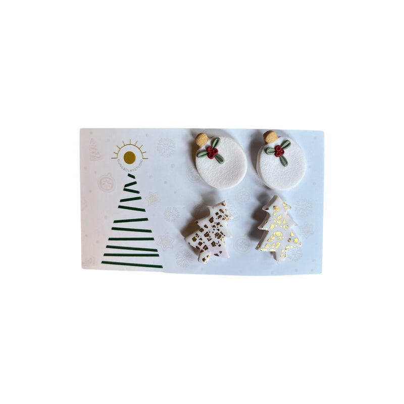 Mini Pine and Ornament Set of 4 Earring