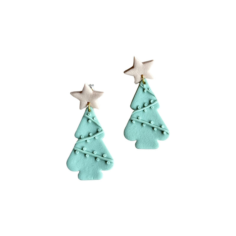 Starry Pine Tree - Green Beige Earring