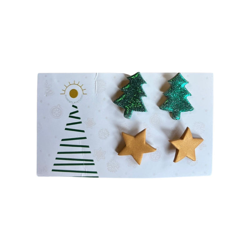 Mini Pine and Star Set of 4 Earring
