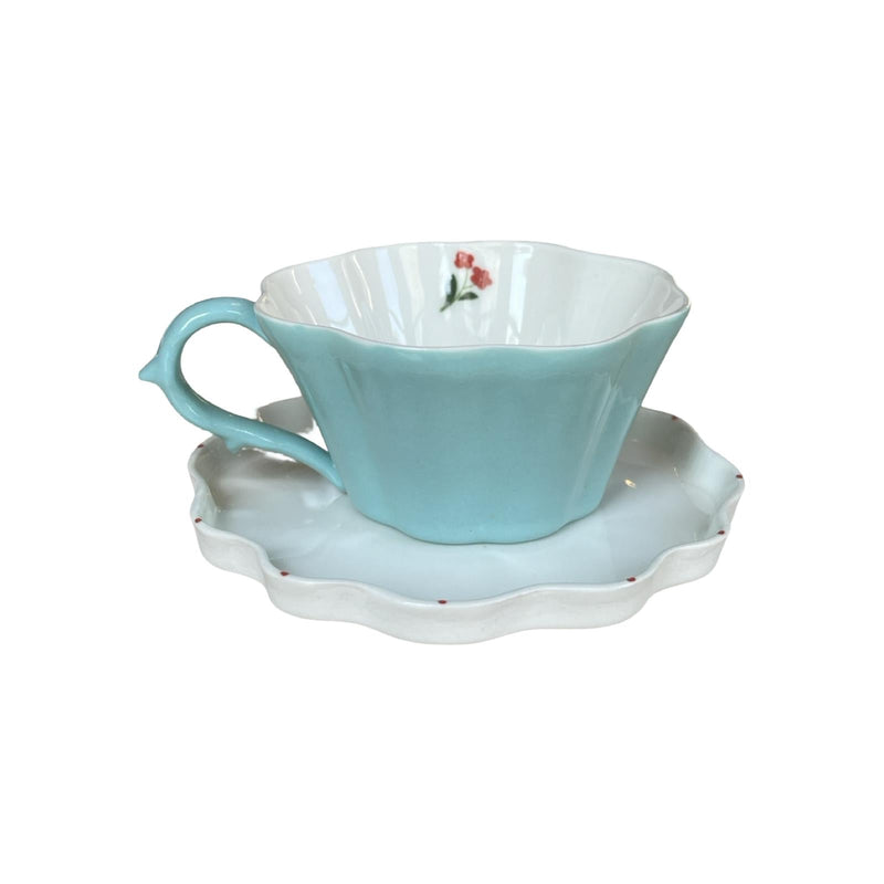 Fine Flower Floral Inside Colorful Outside Clover Coffee Cup Set
