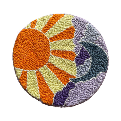 Orange Sun Themed Punch Embroidered Bag