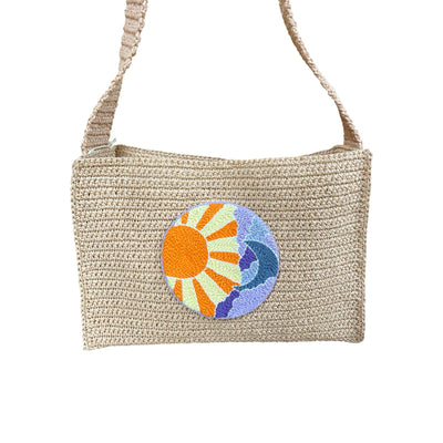 Orange Sun Themed Punch Embroidered Bag