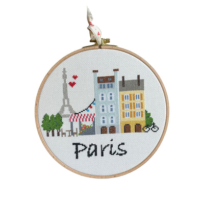 Paris Cross Stitch Hoop Art