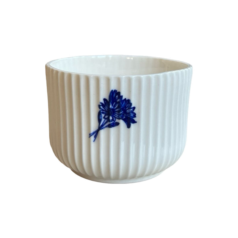 Blue Flower Serrated Bowl