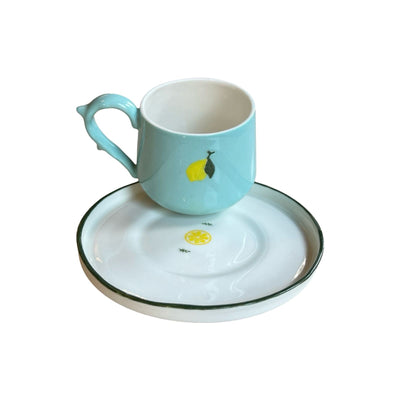 Lemon Elegant Turkish Coffee Set Water Green - Green Contoured