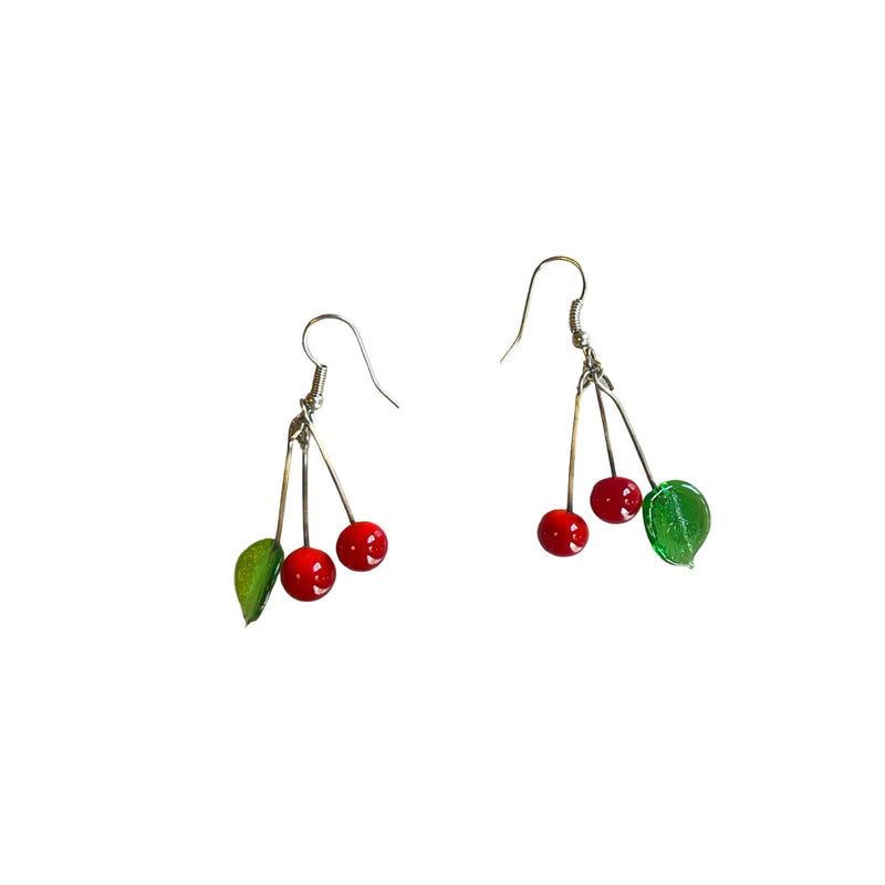 Glass Cherry Earrings