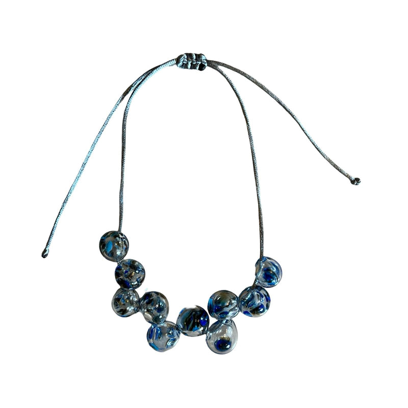 Transparent Glass Blown Ball Necklace 10 Beads