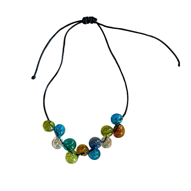 Colorful Glass Blown Ball Necklace 12 Beads