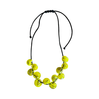 Yellow Glass Blown Ball Necklace 12 Beads