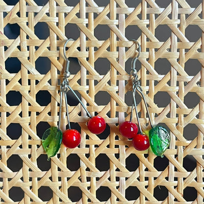 Glass Cherry Earrings