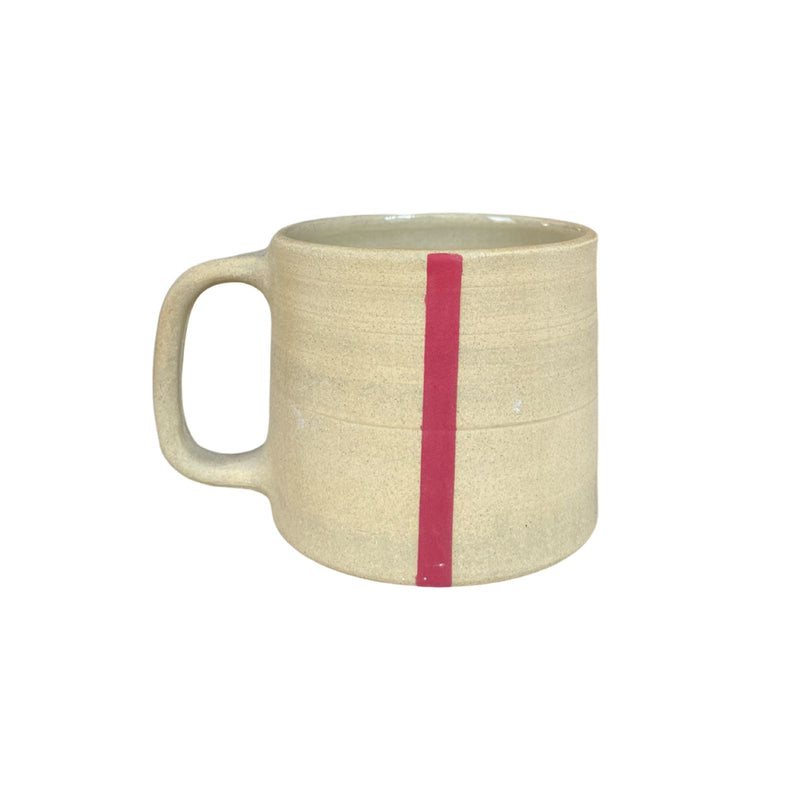 Red Striped Stoneware Mug